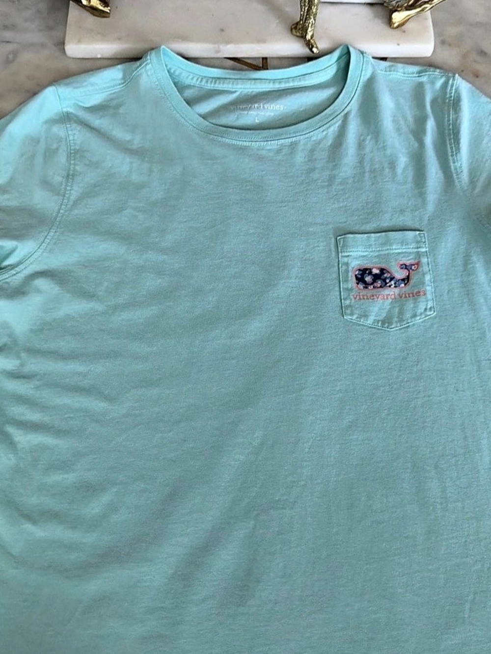 Vineyard Vines Floral Whale Pocket T-Shirt Blue Large